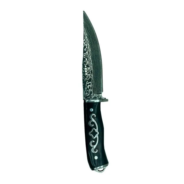 BotaFaca Padroeira Flor
                                    - Couro Látego Preto | Bordados Azul e Bege