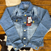 Jaqueta Luka Viny Jeans Feminina Com Aplicação de Brilho