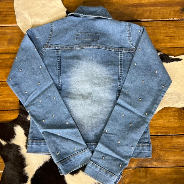 Jaqueta Luka Viny Jeans Feminina Com Aplicação de Brilho