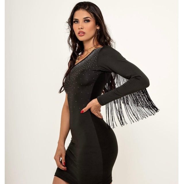 VESTIDO COUNTRY CITY LISE STRASS - PRETO