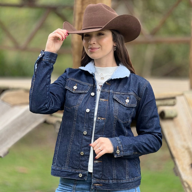 Jaqueta Jeans Tassa Feminina Bordada Forrada Flanelada