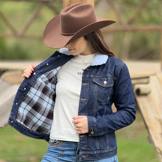 Jaqueta Jeans Tassa Feminina Bordada Forrada Flanelada