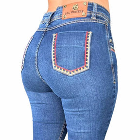 Calça Feminina All Western Bordada Apache Vermelha