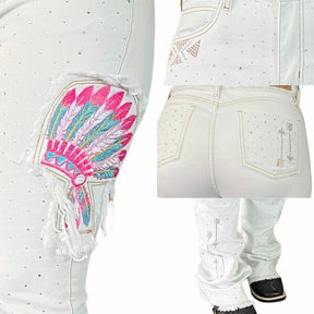 Calça Feminina Tex Team Cocar Branco