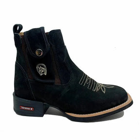 BotinaCanivete Tradicional
                                    - Couro Nobuck Preto | Bordado Bege