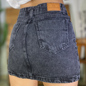 Saia Jeans Preta Brilho Mademoiselle