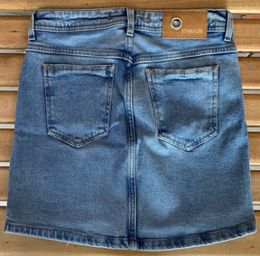 Saia Stabulos Country Jeans Marmorizada - Com costura